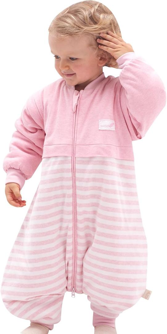 Baby Early Walker Sleeping Bag with Feet Detachable Sleeve Wearable Blanket Spring&Autumn (Up to 34"(height of child), (1.5 Tog for 68-77)pink)
