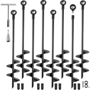 Ground Anchors Heavy Duty, Swing Set Anchor Kit 18 Inch 8 Pack Screw in Earth Anchors Trampoline Stakes High Wind Metal Auger Anchor for Shed Tent Carports Securing Animals Camping Mobile Home