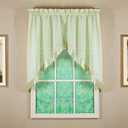 Today's Curtain, Silhouette Stripe Sheer Swag 38", Sage, 60" W x 38" L