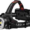 LED Headlamp Rechargeable 99000 High Lux, 9000mAh Long Battery Head Lamp with 12 Modes, IPX7 Waterproof USB Rechargeable Headlight, Zoomable Headlamp for Adults, 90 Adjustable for Camping Hunting