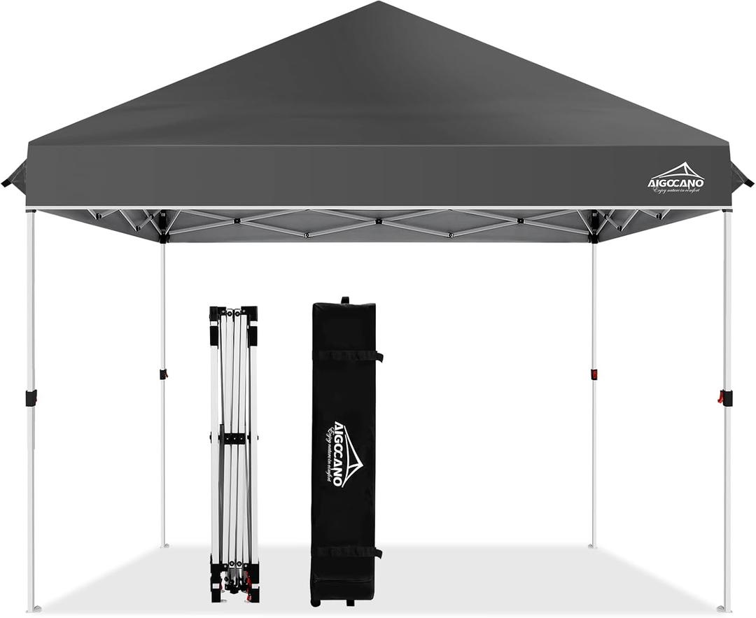 Pop up Canopy Tent,10x10 Instant Outdoor Canopy for Parties with Wheeled Bag (Grey) 