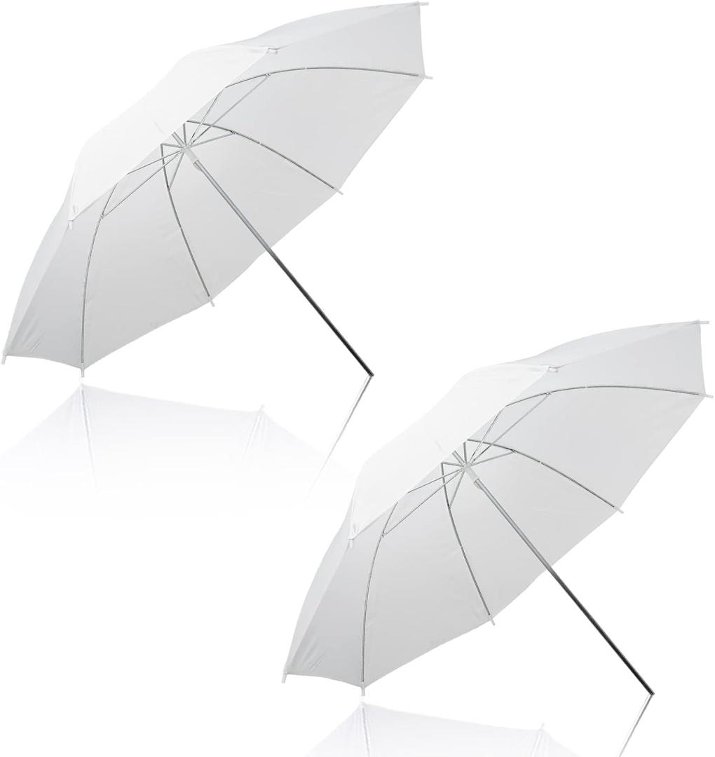 2 Pack Photography Umbrella Lighting Kit, 2 * 43inch Translucent White Soft Umbrella for Studio/Outdoor Photo and Video Lighting Accessories (2 Pack (2X 43 White))