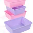 Humble Crew Toy Storage Bins for Kids, Set of 4, Pink/Purple, Large - Sturdy, Colorful Plastic Storage Bins for Classroom, Playroom, Nursery, and More - Premium Toddlers Toy Organizer Bins