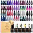 ROSALIND 24PCS Cat Eye Gel Nail Polish Set with Glitter Glossy Matte Top Coat Base Coat, Color Changing Glitter Shinny Effect Magic Gel Polish Set Soak Off Nail Gel Polish Nail Art