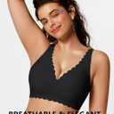 COCOMARTS Jelly Bras for Women No Underwire Scalloped Push Up Seamless Full Coverage Plunge Bralettes Wireless Tshirt Bras Black Medium