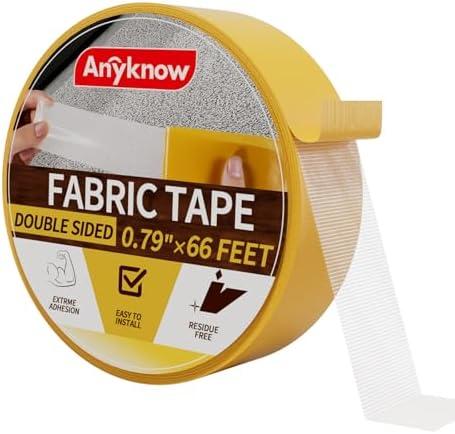 Heavy Duty Double Sided Mesh Tape - Professional Strong Hold Removable Tape for Rug, Carpet, Wall & Clothing (1 Rolls, 3/4" x 66FT)​