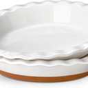 MALACASA Ceramic Pie Pan Set of 2-9 Inch Quiche Baking Dish Nonstick Pie Plate, Deep Dish Scratch-Resistant Pie Pan for Apple Pie Pot Pie, Series TARA