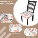 Stretch Dining Chair Seat Covers Set of 6,Dining Chair Slipcovers, Floral Printed Chair Covers,Soft Fabric Washable Upholstered Chair Seat Protector, No Rear Covers for Home Kitchen Dining Room (Whitecherry Blossoms)