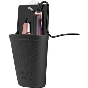 Heat Resistant Silicone Hair Iron Mat and Pouch,Portable Travel Hair Straightener Mat and Holder for Hair Styling Tools.1 Pack.(Black)