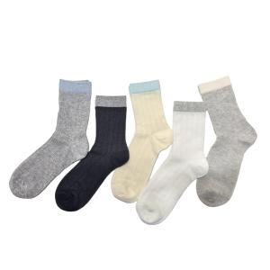 SYAKO Breathable Socks for Women and Girls, 5 Pack Cute Cotton Novelty Sock (Pink + Blue + Beige + Light Gray + White)
