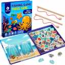 Magnetic Fishing Game Book for Kids Ages 3-8, Travel Toys for Toddlers 3-5, Road Trip and Airplane Activities, Quiet Portable Car Ride Toy with 2 Poles and 27 Ocean Fish