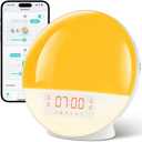 Sunrise Alarm Clock with App Control for Heavy Sleepers, Bedroom, Wake Up Light with Sunrise&Sunset Simulation, White Noise Sound Machine with 11 Colors Night Lights, Dual Alarms, FM Radio