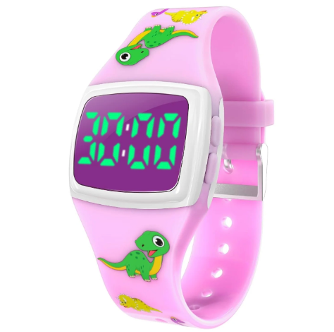 SKYROKU Potty Watch for Toddler Girls – Magnetic Charging, 5 Timing Modes, UltraLong Standby, Cute Angel Pattern, Music & Flash Reminders, Silicone Strap, Large Dial for Easy Use (PinkWhite)