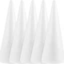 Operitacx 5 Pcs StyrofoamCones for Craft, 9.6inch Christmas Tree Foam Cones, White Cone Shaped Foam for DIY Art Projects, Christmas Tree, Table Centerpiece