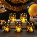 10 Sets 60th Happy Birthday Centerpieces for Table Black and Gold Birthday Decorations Lantern Boxes with Tea Lights Candles Centerpieces for Men Women 60th Party Supplies