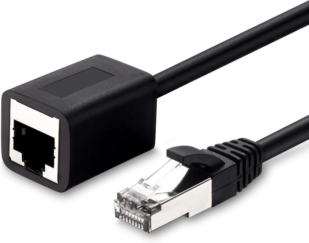 Ethernet Extension Cable 50 Ft, Shielded Network Cat6 Extension Patch Cable RJ45 Cords Shielded Male to Female Connector
