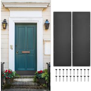 uxcell 2pcs Door Kick Plate, 10 x 30 Inches Aluminum Kick Plate Door Plate, 1.5mm (1/16 Inch) Thickness, for Exterior Front Door or Back Door, Black