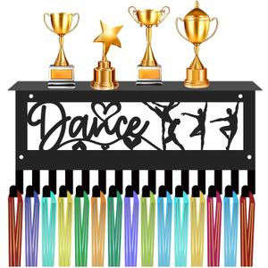 CREATCABIN Dance Medal Hanger Display with Shelf Trophy Medal Holder Sports Rack Frame Iron Wall Mount Medal Hangers Organizer for Hanging Over 70 Medals Badges Ballet Dancing Medalist 11.8 x 5.1Inch