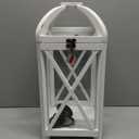 Farmlyn Creek Wooden Decorative Lantern Candle Holder with Glass Hurricane for Fireplace, Rustic Tabletop Decor (White, 6 x 15 in)