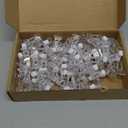 Colarr 50 Pcs Double Sided Sign Clips - Rotatable Mini Clip Clear Plastic Sign Holder Stand for Label Clothing Business Cards Retail
