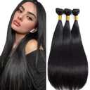 Straight Human Hair Bundles 8A Grade Brazilian Unprocessed Virgin Hair 150g/3 Bundles 12 14 16 Inch Natural Black Color Straight Bundle Hair Weave