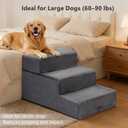 AODISMAN Dog Stairs for Large Dogs 18" H, Extra Wide Dog Steps for High Beds & Couches, 20" Wide Deep Steps, Non-Slip Dogs Ramp, 3-Step Pet Stairs, Grey