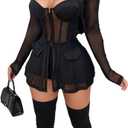 Jigfar Women Sexy Elegant Bodycon Jumpsuit Going Out Romper Birthday Party Club Night Outfits, Size M