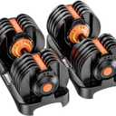 Moveta Adjustable Dumbbells Set of 2，Free Weights Dumbbells Set，Adjustable Dumbbell Set，52.5 lbs pair 105 lbs，15 in 1，for Men/ Women Gym Equipment for Home Strength Training Equipment