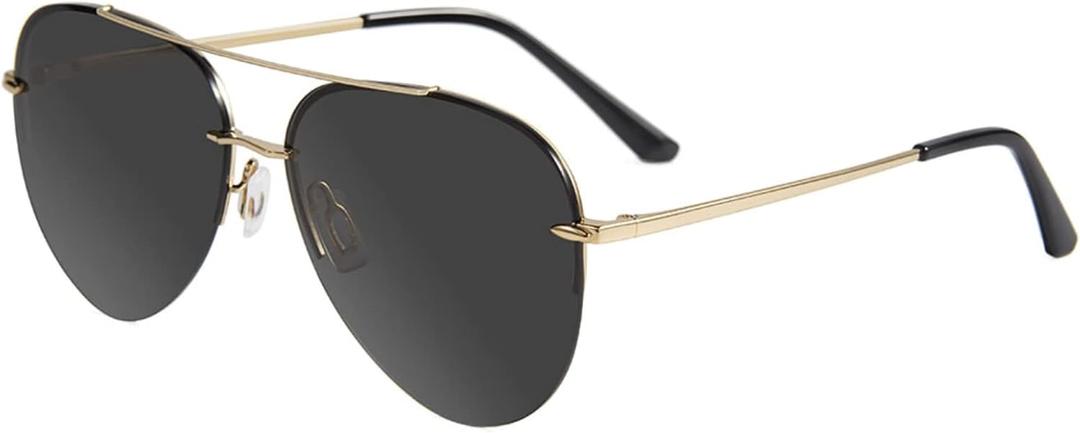 TIJN Retro Oversized Avaitor Polarized Sunglasses for Women Men, Vintage Shades Classic Metal Sun Glasses, Vega