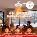 Heating Fan Light 3 in 1 Space Heater,720W Portable Electric PTC Ceramic Heaters,E26 LED Light with 2500lm,3 Modes,300Oscillation,4H Timer,Remote Control, Overheat Protection, Stepless Color