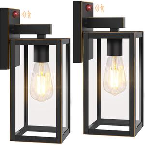 2-Pack Upgraded Motion Sensor Outdoor Wall Lights, Dusk to Dawn Porch Lights Outdoor Wall Sconce Lantern, 3 Lighting Modes Exterior Lighting Fixtures, Bronze Outside Lights for House Front Door Garage