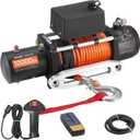 VEVOR Electric Winch, 12000 lbs Load Capacity, 12V DC Truck Winch with 0.36 in x 75.5 ft Synthetic Rope, Wireless & Wired Remote Control, IP55 Waterproof for Towing Off-Road SUV Jeep Trailer