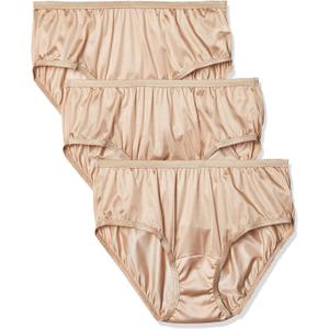 Shadowline Women's Hipster Underwear Nylon Silky Panties 3 Pack 11042 (6, Nude)