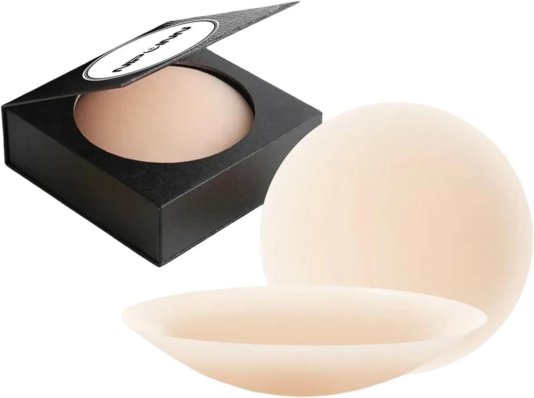 Nipple Covers for Women Reusable Sticky Sheer Adhesive Silicone Pasties with Travel Case Seamless Pasty No Show Nipple Pasties for Women Sticky Breast Petals
