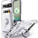 Shields Up for Pixel 6A Case Clear, Minimalist Wallet Case with Card Holder [3 Cards] & Ring Kickstand/Stand, Drop Protection Slim Protective Cover for Google Pixel 6A 5G -Clear