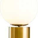 11 Inch Modern Gold Globe Table Desk Lamp,Vintage Mid Century Round Table Lamp with White Glass Shade Metal Base for Bedroom Bedside Lamp Living Room End Table