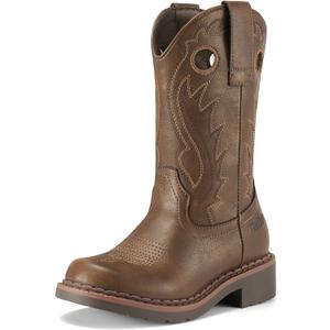 Rollda Boys Cowboy Boots Kids Western Boots Square Toe Girls Cowgirl Boots for Toddler/ Little Kid/ Big Kid, Brown, Size 3