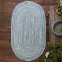 Farmdale Woven Tweed Reversible Braided 2X5 Runner Rug - Skylight Blue, Handcrafted in USA, Woven Texture, High Traffic, Entryway, Kitchen, Mudroom, Bed, Bath, Foyer, Porch - 2 FT X 5 FT Oval Runner