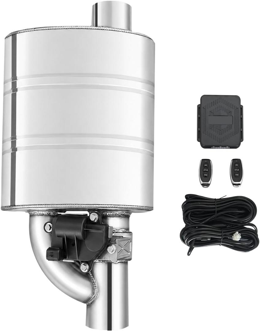 3 Inch Valved Muffler Exhaust Cutout with Muffler Cat Back Exhaust System Kit (Left Side)
