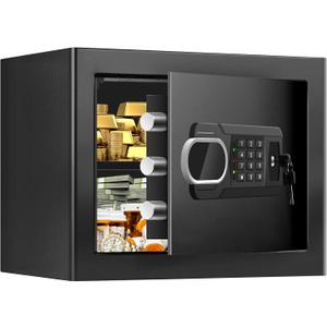 1.3 Cubic Feet Small Fire Safe Box for Home, Fireproof Safety Lock Box with Digital Keypad, Spare Keys and Removable Shelf, Personal Security Home Safes for Money, Jewelry, ID Documents