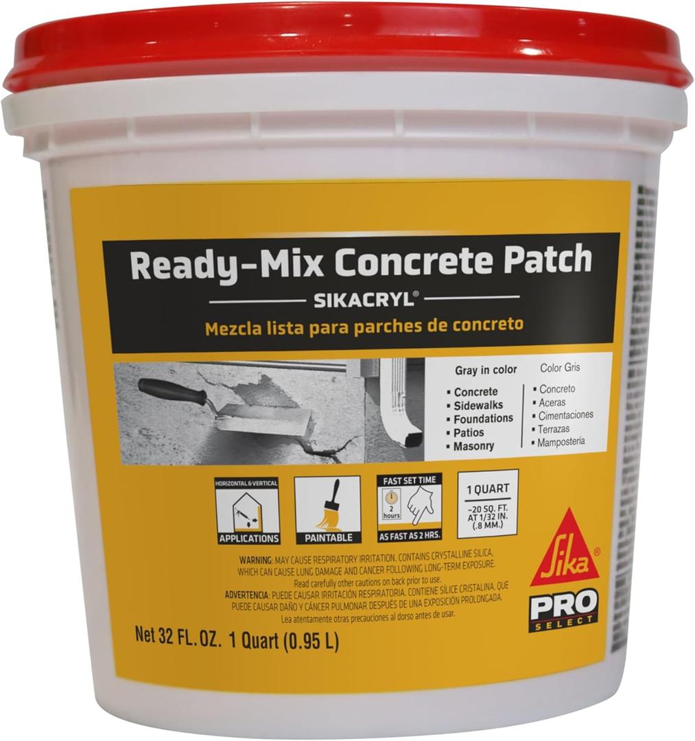 Sika - Sikacryl - Gray - Ready-Mix Concrete Patch - for Repairing spalls and Cracks in Concrete and Masonry - Textured - 1 qt (Pack of 1)