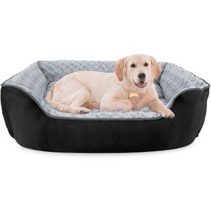 JOEJOY Rectangle Dog Bed for Large Medium Small Dogs - Washable Orthopedic Sofa Bed, Soft Breathable Puppy & Pet Cuddler, Durable Calming Dog Bed with Anti-Slip Bottom, Multiple Sizes, Black (L(30"x 24"x 9")