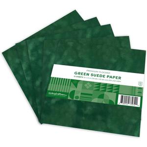Ecological Fibers Premium Flocked Suede Paper, 12 x 12, Pack of 10 (Green)