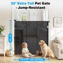 Reinforced 52" Extra Tall Baby Gate for Doorway, Jump-Resistant & Prevent Crawling Underneath Retractable Dog Gates Indoor, 0-55" W Retractable Baby Gate for Doorway, Safety Extra Tall Cat Gate, Black