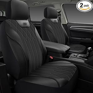 Skechers Memory Foam Seat Covers,Leather Car Seat Covers, Ultimate Comfort & Support Front Seat Covers Airbag Compatible, Automotive Universal Fit Most for SUVs, Vans, Sedans, Cars, Trucks,Black