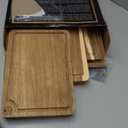 Pre-Oiled, Non Toxic 3-Piece Acacia Cutting Board Set with Stand, FSC Certified Wooden Chopping Boards with Juice Grooves for Meat. 3 Size Wood Carving Boards for Home & BBQ Kitchens by Deer & Oak