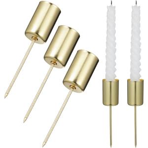Angoily 5 Pcs Candle Holder Stakes Taper Candlestick Holders, Golden Christmas CandleholdersDIY Metal Candle Stand with Spike, for Christmas Tree Table Decor Festive Party Centerpiece