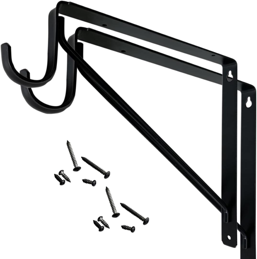 Welded HEAVY DUTY Closet Rod & Shelf Support Bracket | Black | 20 Pack