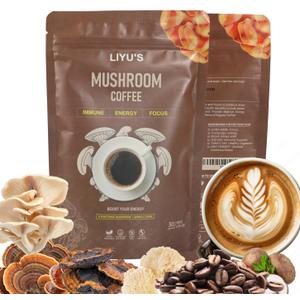 Organic Instant Mushroom Coffee With Organic Arabica & 6 Adaptogenic Mushrooms (Lions Mane, Turkey Tail, Cordyceps & Others To Enhance Digestion, Energy, Focus, Immune Support (30 Servings-180g) (6.35 Ounce (Pack of 1))