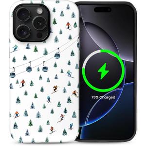 for iPhone 14 Pro Max Case,Compatible with MagSafe,Dual-Layer Hard Shell + Silicone Cover,Full Body Protection Shockproof Case for iPhone 14 Pro Max-Skiing Resort Winter Holiday